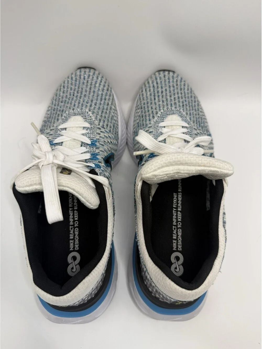 Nike React Infinity Run Flyknit 3 White Blue Orbit Running Shoes Men's Size 9